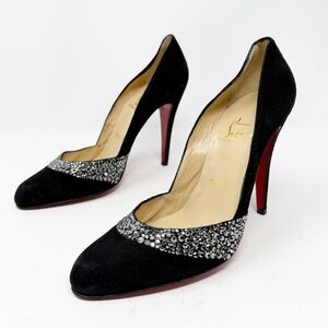 Christian Louboutin D’Orsay Suede Strass Crystal Heels Womens EU 40